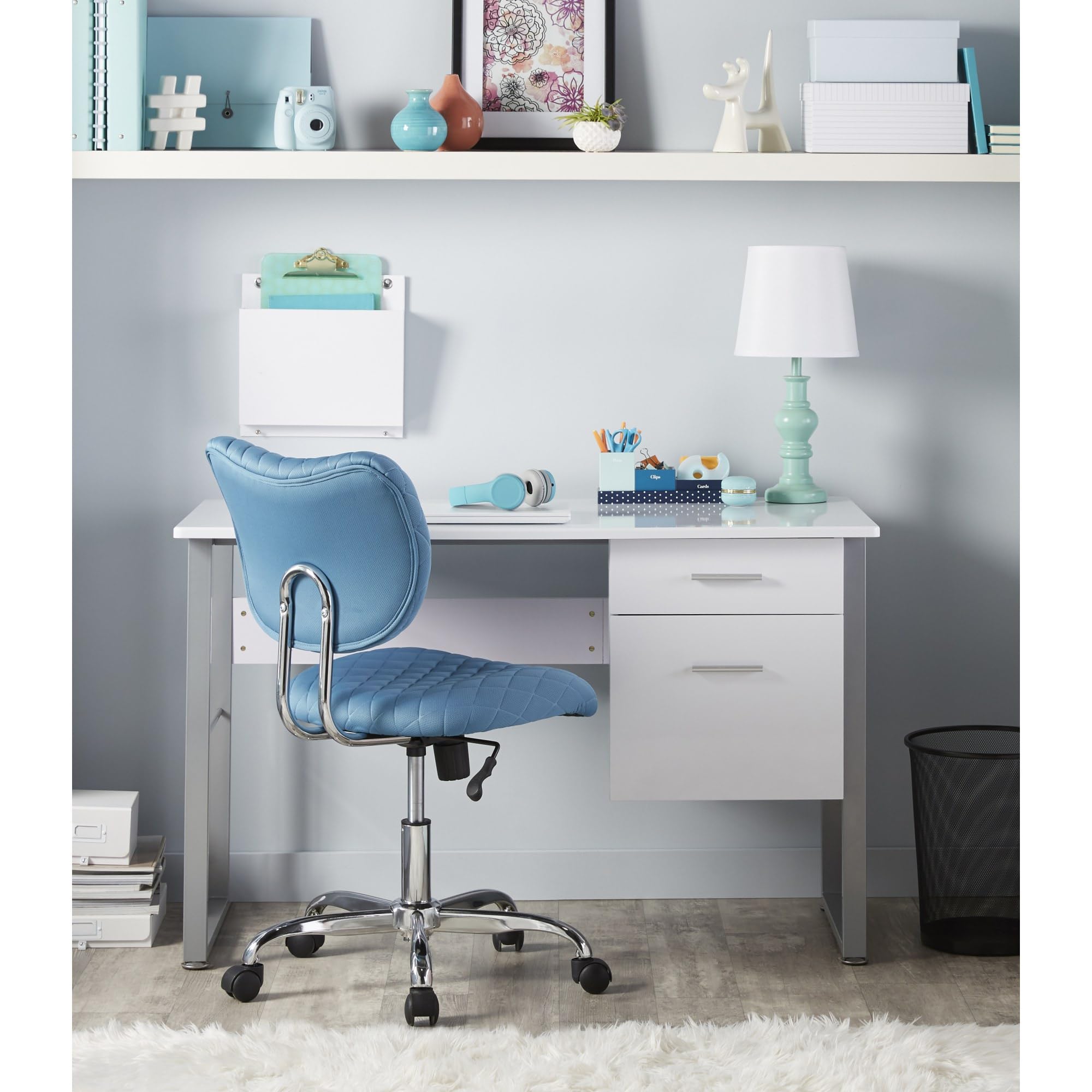 Realspace® Halton 48-Inch Wide White Computer Desk for Home Office, Gaming & Study - Modern Workstation with Durable Surface & Spacious Design
