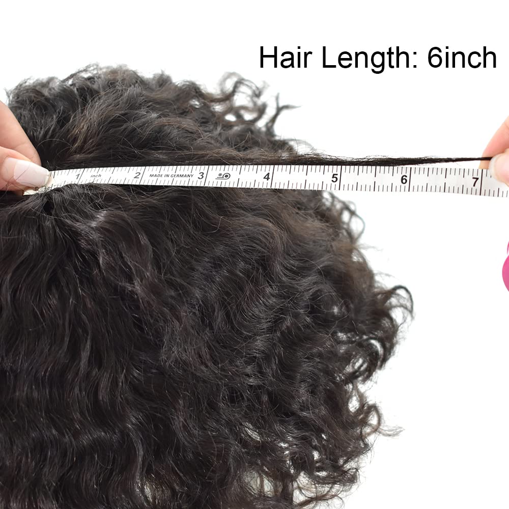 Men's Afro Wig - Brazilian Human Hair Replacement System for Black Men - 14MM Kinky Curly Afro Weave with Full PU Poly Skin - Jet Black (#1) - Perfect for Cosplay, Daily Wear & Hair Loss Solutions