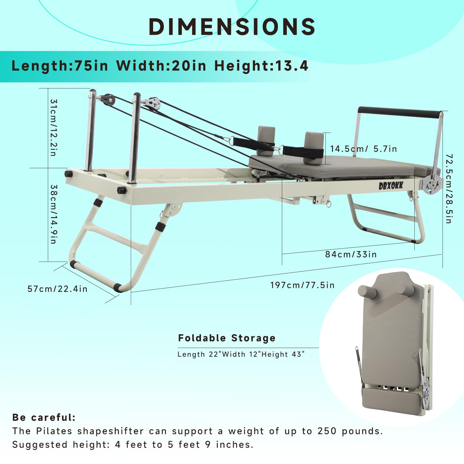 Foldable Pilates Reformer Machine for Home - Professional Pilates Equipment for Beginners & Intermediate Users - Perfect for Home Gym, Studio Workouts & Physical Therapy