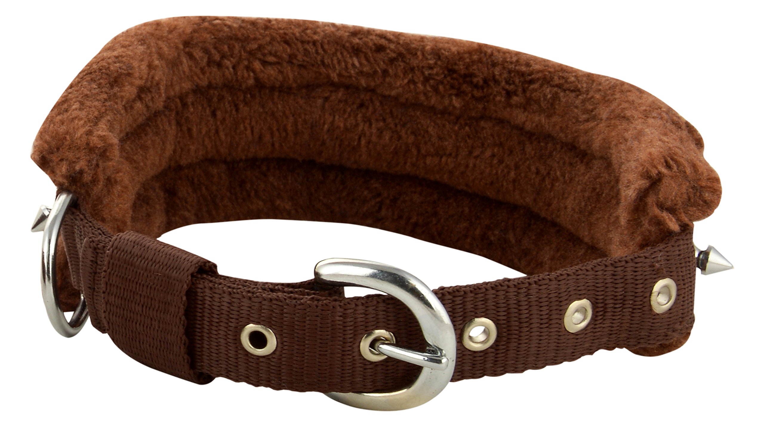 **Skora Fur Nylon Brown 1 Inch Spiked Medium Dog Collar for Small to Medium Dogs - Adjustable & Stylish Pet Collar for Daily Walks & Outdoor Adventures (Medium, Brown)**