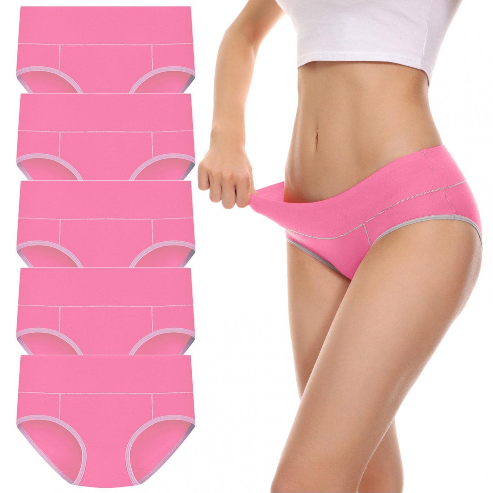 Seamless Women's Underwear - High Waist Cotton Soft Brief Panties 5-Pack for Regular & Plus Size | Comfortable Everyday Wear for Work, Yoga & Sleep