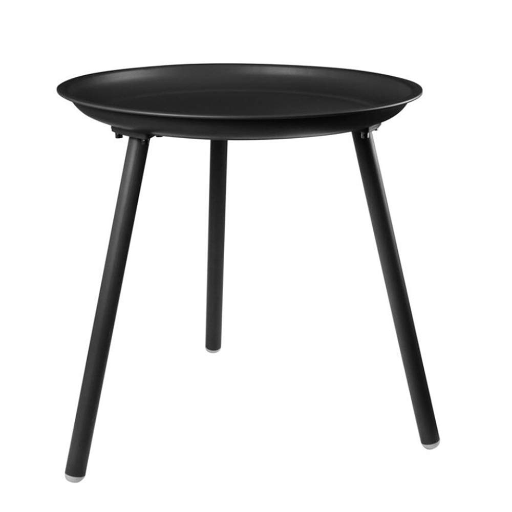 Modern Round Side Table with Metal Tray - Minimalist End Table & Coffee Table in 3 Colors (Black, 13.77x13.77x19.68 Inches) - Perfect for Living Room, Bedroom & Office Decor