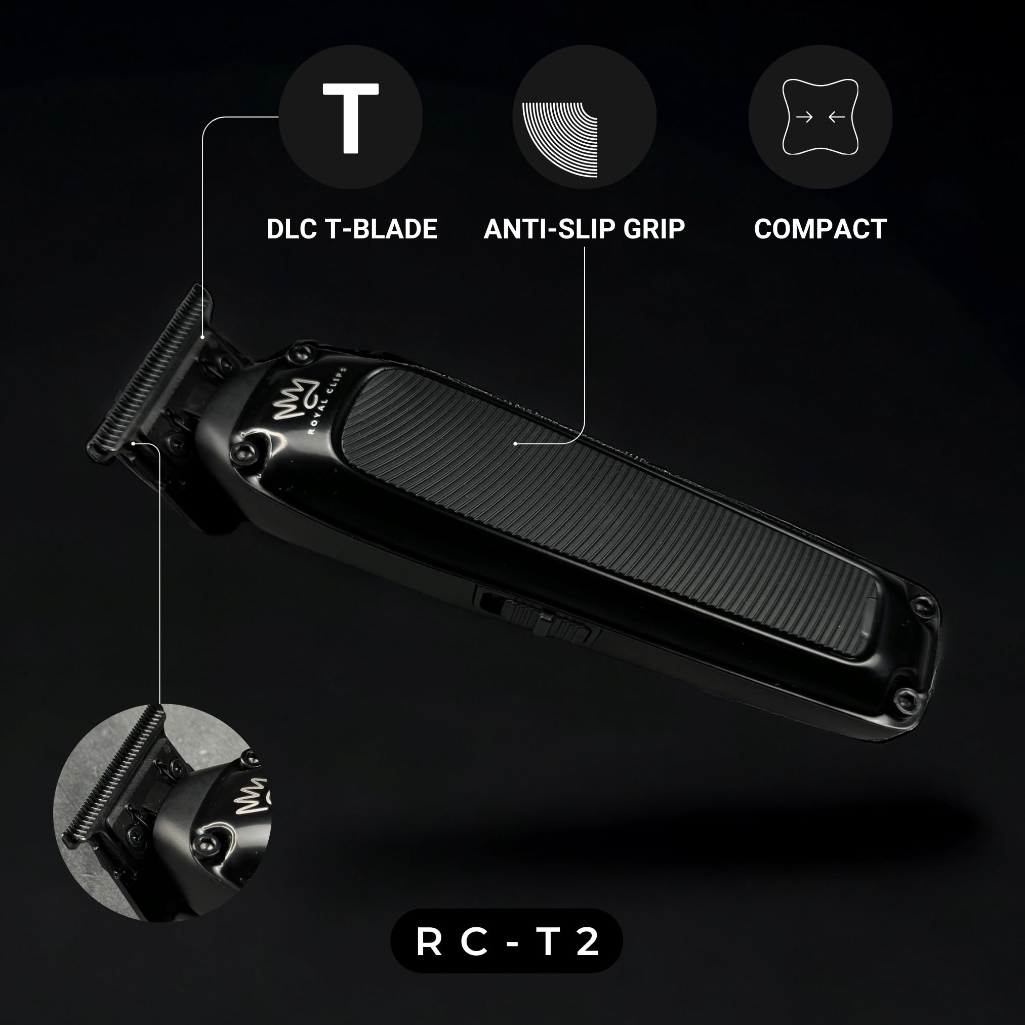 Royal Clips Hair and Beard Fade Kit 2.0 - Professional Cordless Hair Clipper, Trimmer & Foil Shaver Set for Men | Barber-Grade Haircut Kit with 5-Hour Battery & 10 Guide Combs | Perfect for Home Grooming, Salon Use & Travel (Black)