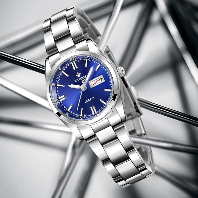 MASTOP Women's Silver Stainless Steel Watch - Waterproof, Luminous for Office & Evening Wear
