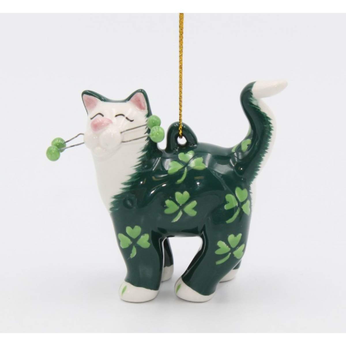 56554 Green Cat with Shamrock Ornament - St. Patrick's Day Decor, Irish-Themed Home Accessory for Party & Holiday Celebrations