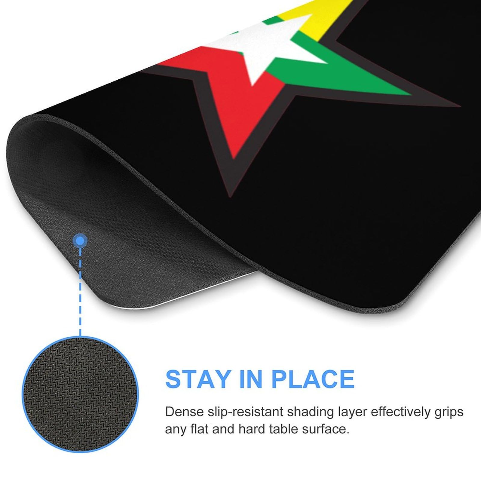 Premium Myanmar Flag Star Mouse Pad - Durable, Non-Slip, Waterproof Gaming Mouse Mat for PC & Laptop - Perfect for Home, Office & Gaming (18 x 22cm)