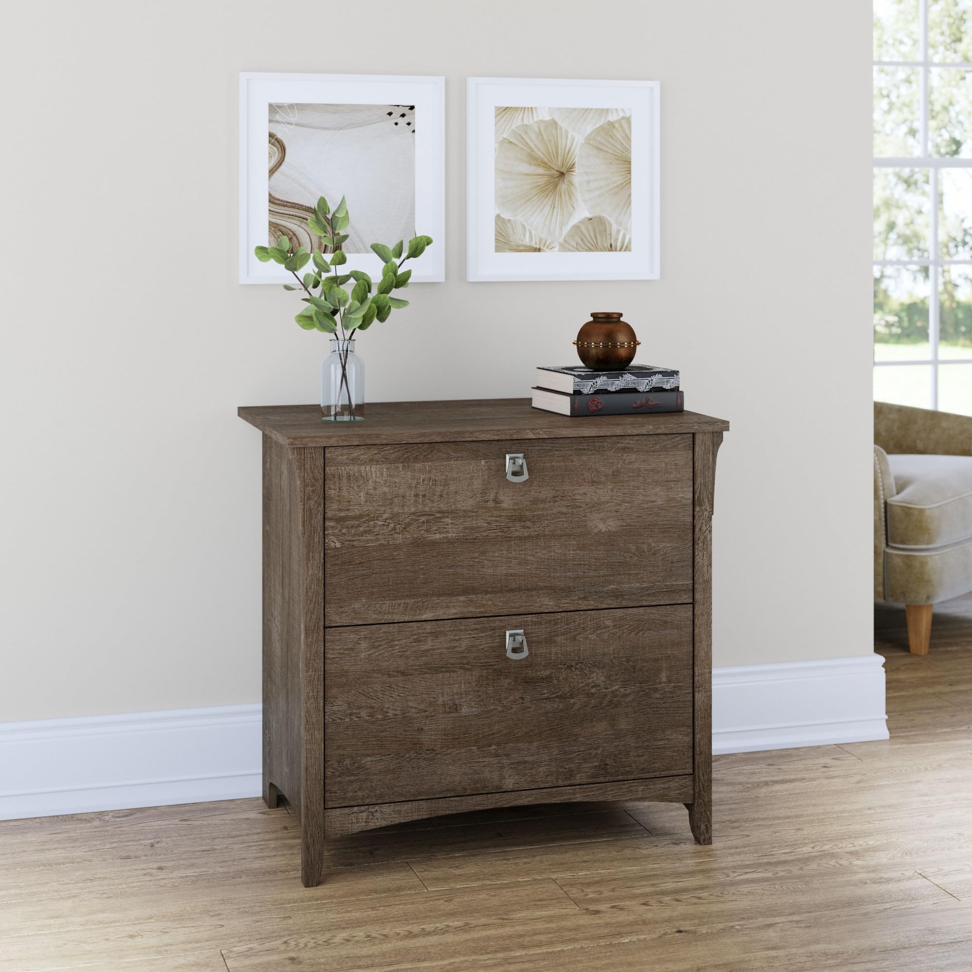 Bush Furniture Salinas 2-Drawer Lateral File Cabinet in Ash Brown - Office Storage Solution for Home & Business Organization