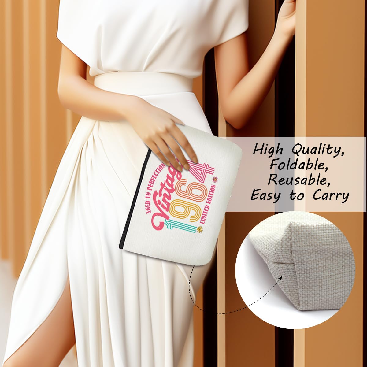 60th Birthday Makeup Bag for Women - Travel Cosmetic Pouch for Mom, Grandma & Friends - Perfect Gift for Anniversary & Celebrations