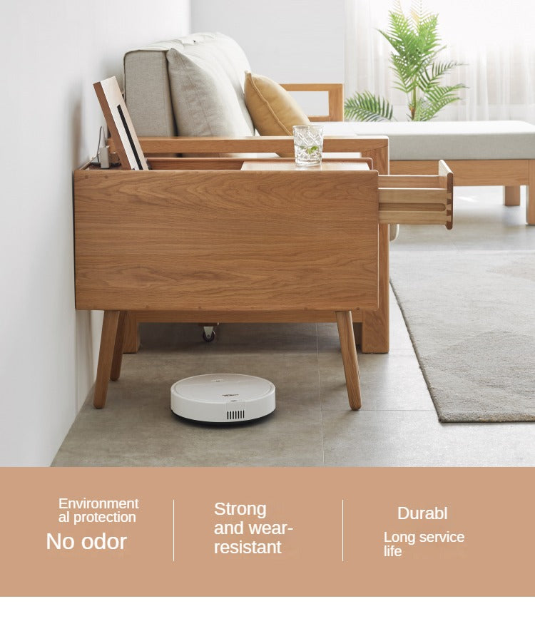 Solid Oak Narrow Side Table with Flip Door Storage - Rustic Wood End Table for Living Room, Bedroom & Entryway - Compact Console Cabinet for Small Spaces