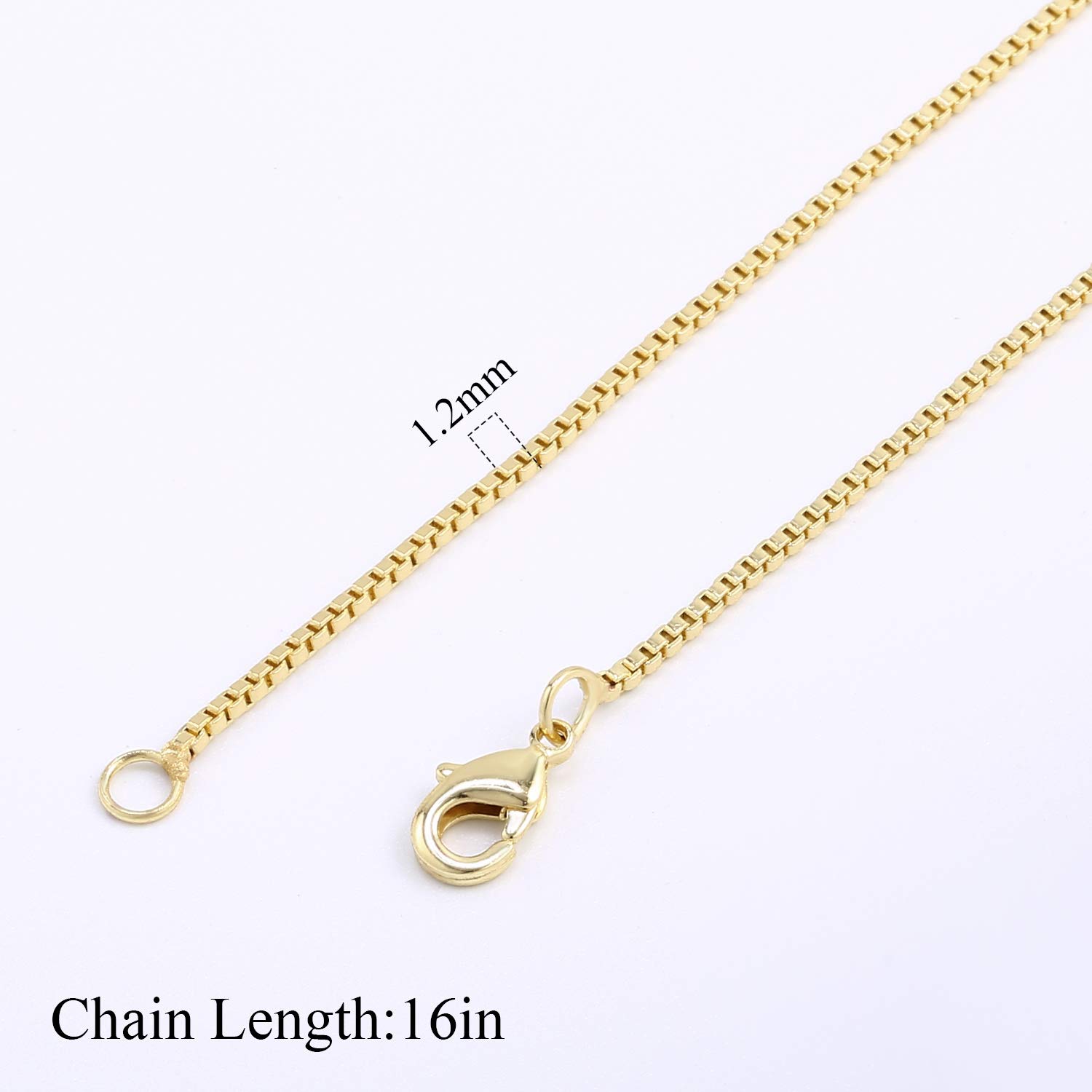 ALEXCRAFT 6PCS 14K Gold Plated Brass Box Chain Necklace Bulk - 16 Inch Jewelry Making Supplies for DIY, Gifts & Fashion Accessories - Perfect for Crafting, Layering & Everyday Wear