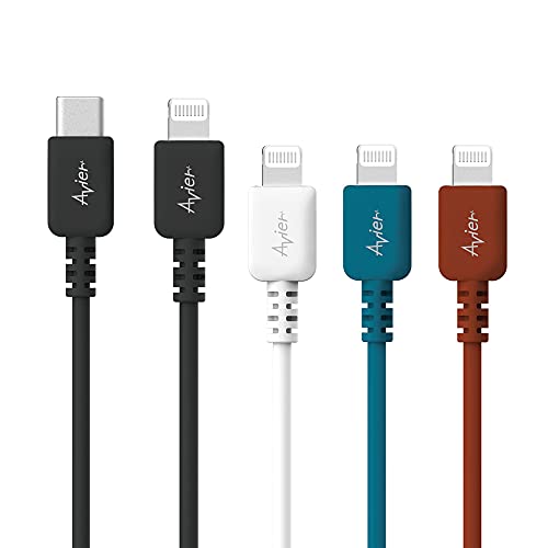 Avier Color Mix 3-Pack USB C to Lightning Cable (6ft) - MFi Certified Fast Charging Cord for iPhone 12/11/X/8, iPad & AirPods | Power Delivery Compatible with iPhone 12 Pro Max/11 Pro Max/XS/XR/8 Plus | Perfect for Home, Office & Travel Charging (White)