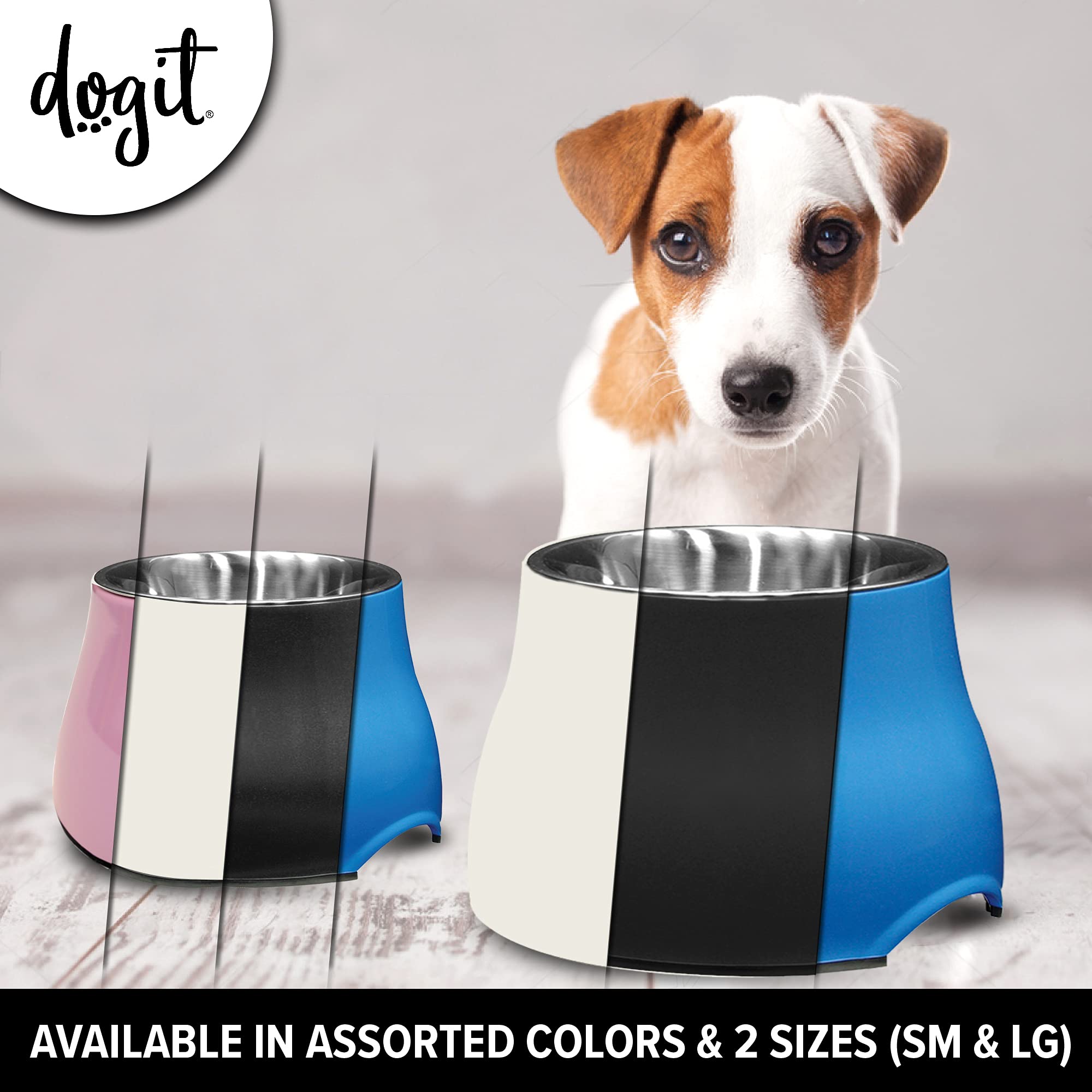 Elevated Stainless Steel Dog Bowl for Large Dogs - Adjustable Height Pet Food & Water Dish - White (Model 73753) - Perfect for Dining Areas & Outdoor Use