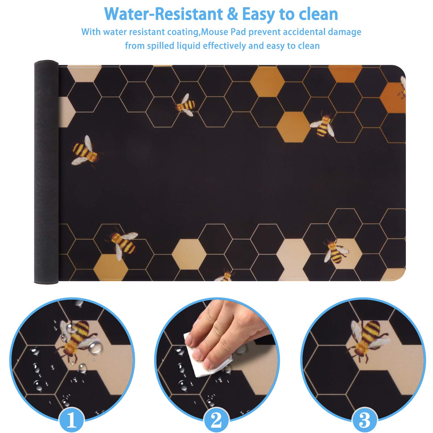 iCasso 4-Piece Desk Pad Set with Keyboard Wrist Rest, Mouse Pad & Coaster - Waterproof Non-Slip Rubber Base for Gaming, Office & Home Workspace (Perfect for PC, Laptop & Computer Setup)