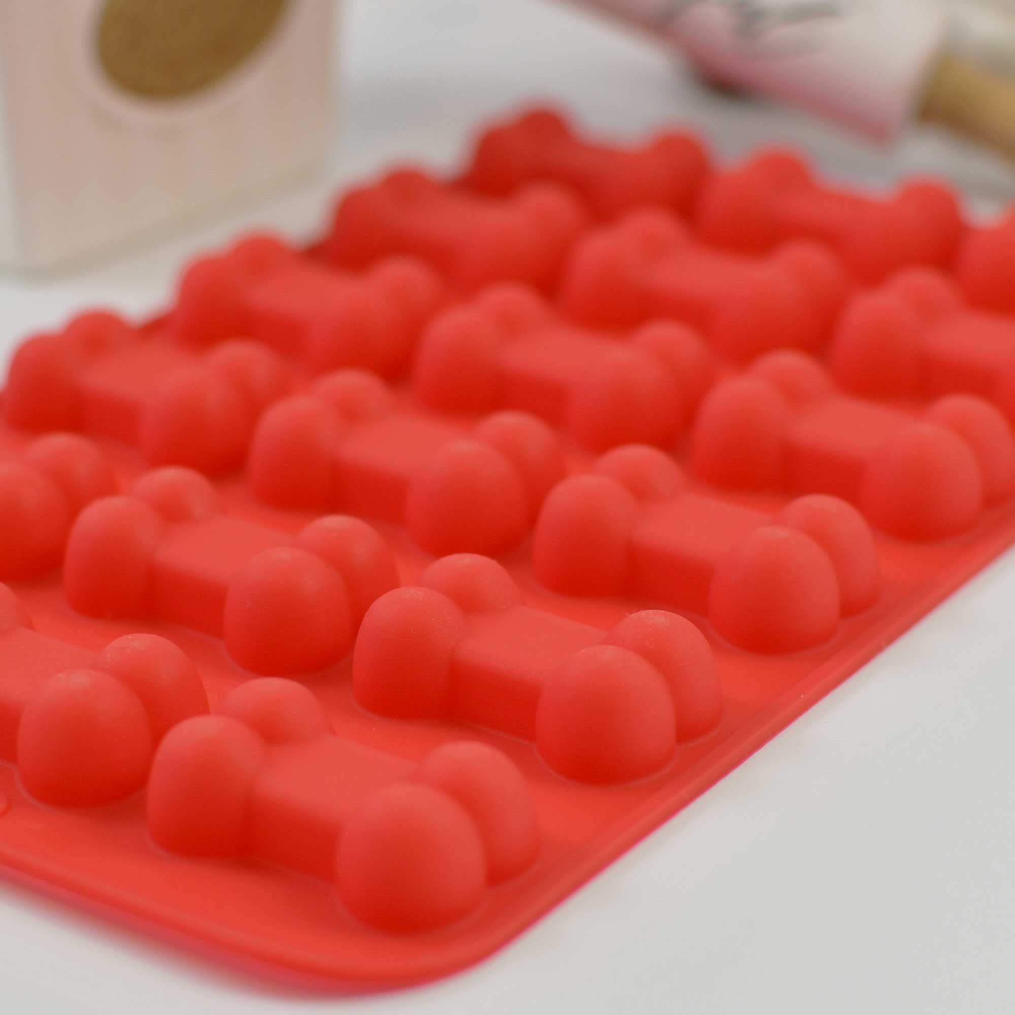 Reusable Silicone Dog Bone Paw Mold for Homemade Treats - Microwave & Freezer Safe - Perfect for DIY Dog Biscuits & Baking (Red)
