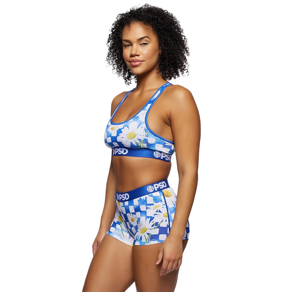 PSD Women's Floral Print Sports Bra - Racerback Workout Bra with Breathable Microfiber Fabric for Yoga, Running & Gym | Comfortable Support for Active Women