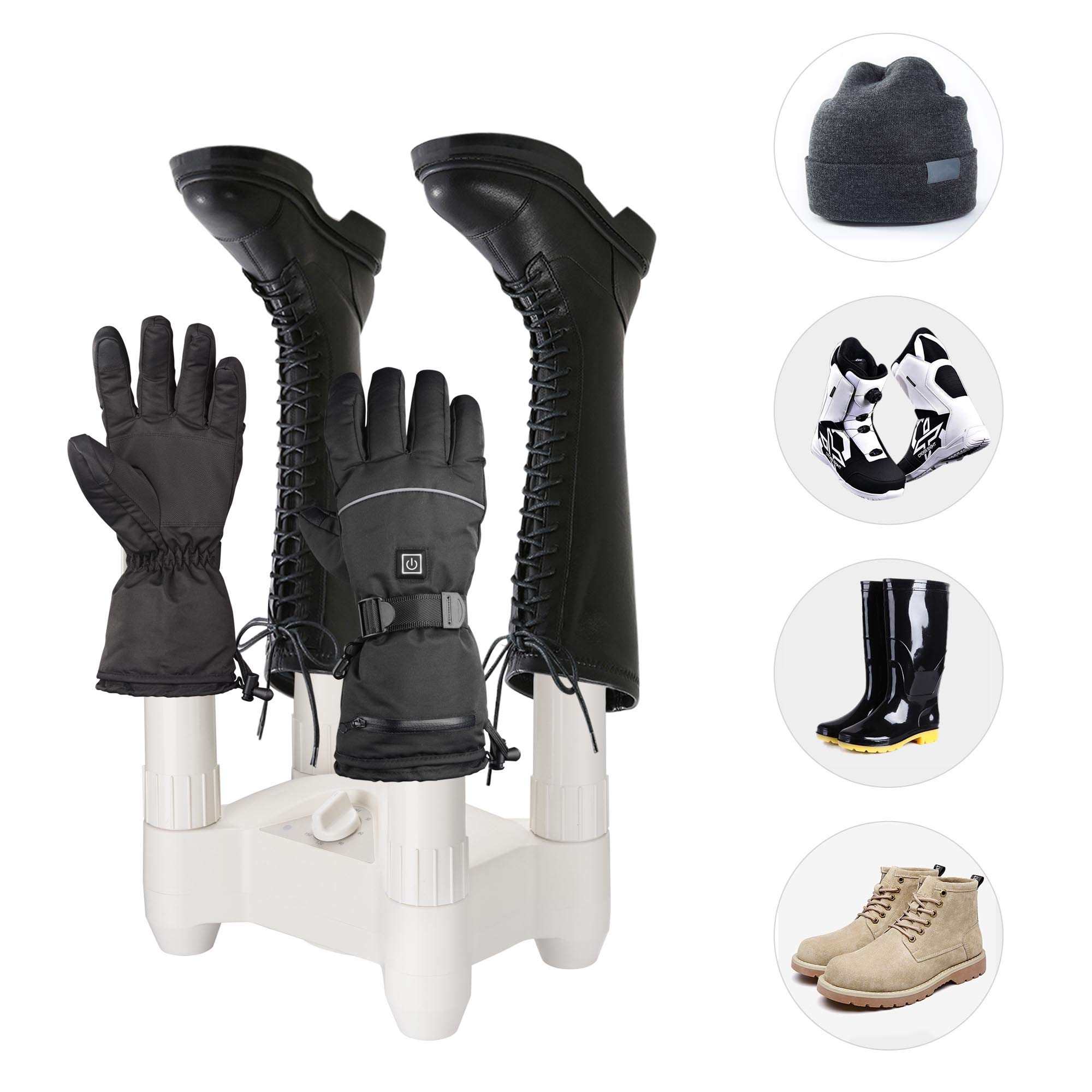 ZeHuoGe Electric Shoe Dryer & Deodorizer - Adjustable Timer, Tool-Free Assembly, 4-Shoe Boot Dryer for Men & Women - Fast US Delivery - Perfect for Hiking, Sports, and Wet Weather Footwear Care