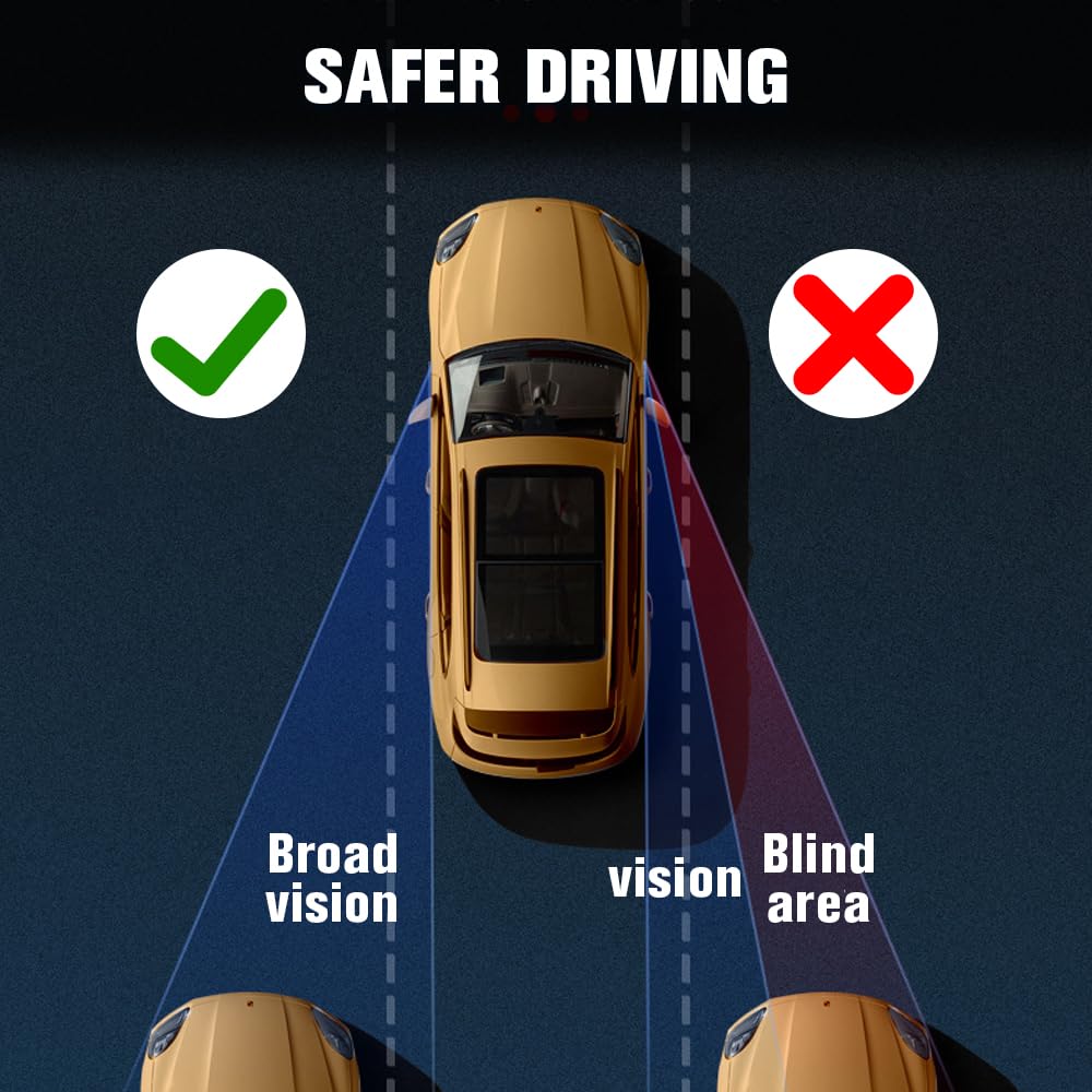 2024 New Suction Cup Car Convex Blind Spot Mirror 2PCS - 360° Wide Angle Side Mirror for All Vehicles (Black) | Eliminate Blind Spots & Enhance Driving Safety for Sedans, SUVs, Trucks