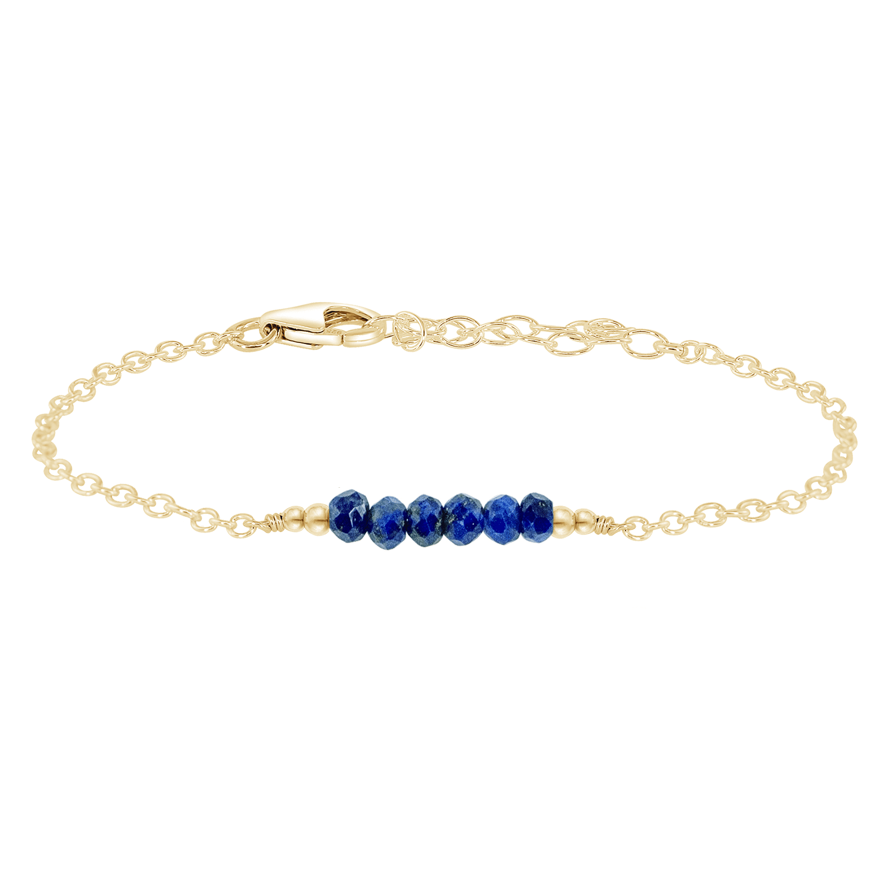 Sparkling Blue Lapis Lazuli Gemstone Faceted Bead Bar Bracelet for Women - Handmade Adjustable Healing Crystal Jewelry for Meditation, Yoga & Spiritual Gifts