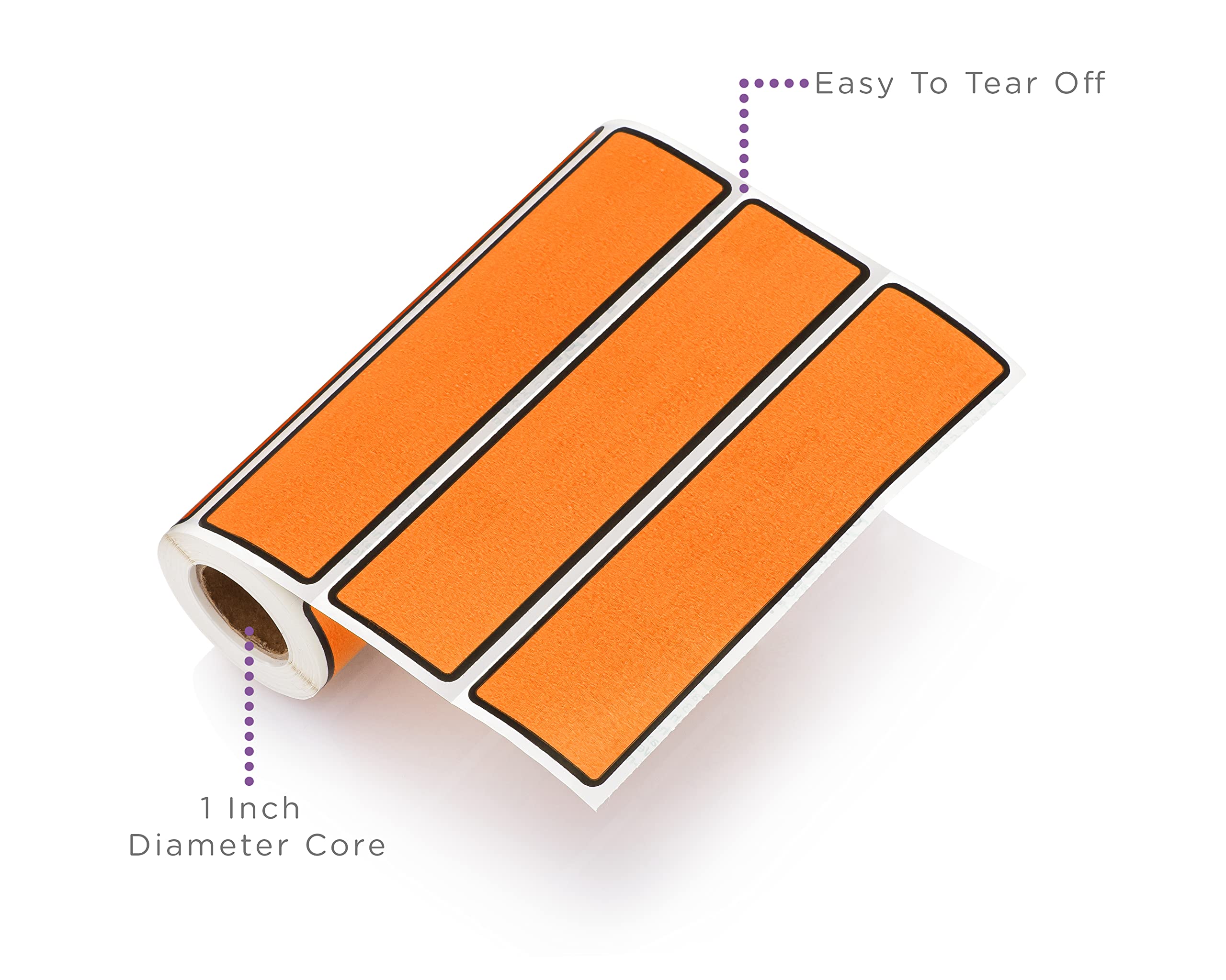 Carstens Adhesive Binder Spine Labels - 5 3/8” x 1 3/8” Orange Sticker Roll (200 Pack) - Perfect for Organizing 1.5” to 4” Ring Binders - Office, School & Home Organization Supplies