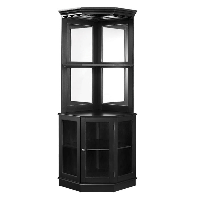 Premium Corner Bar Cabinet with Storage Space & Wine Glass Rack - Stylish Home Bar Furniture for Living Room, Dining Room, or Man Cave