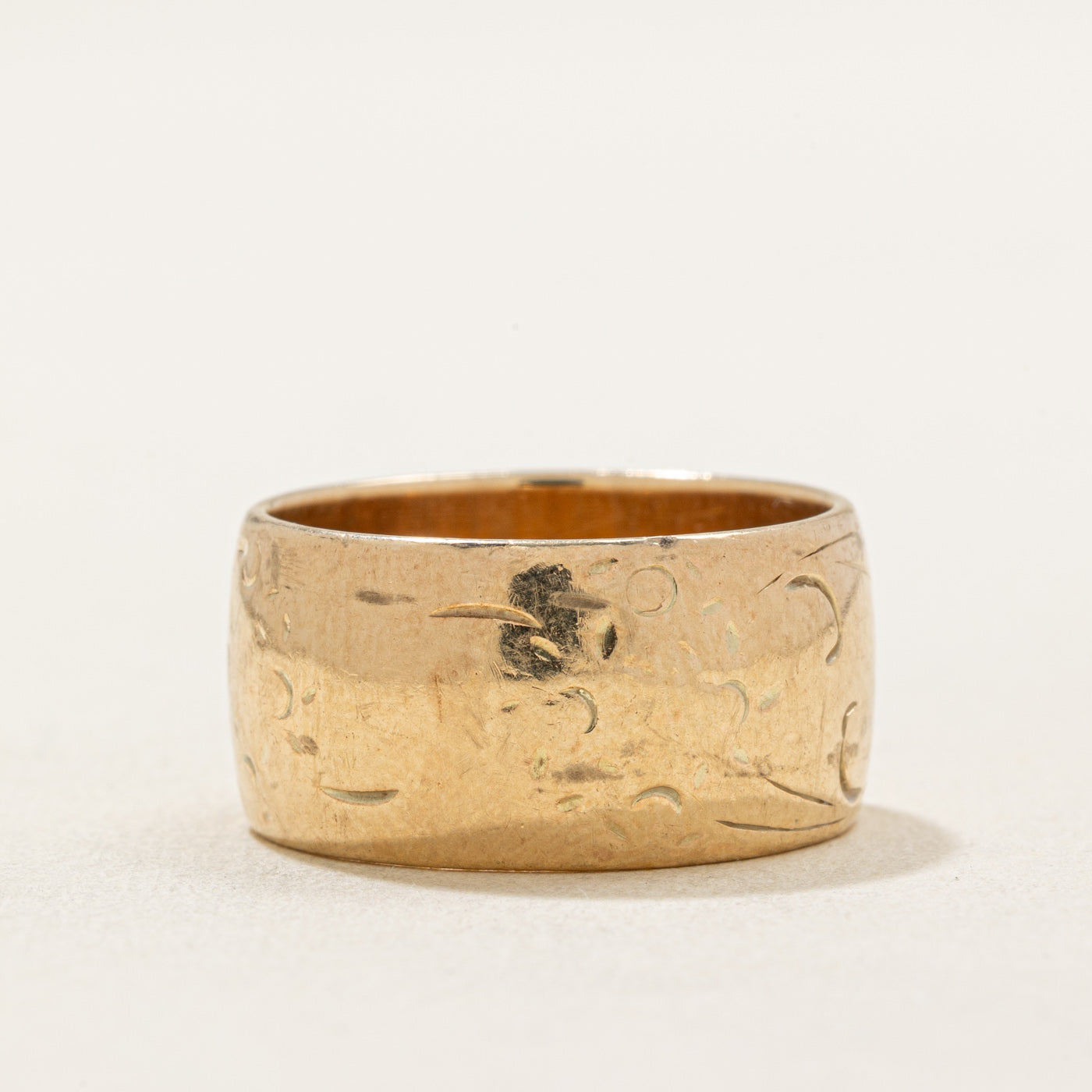 10K Yellow Gold Cigar Band Ring - 9.85mm Wide Size 6.75 - Perfect for Men's Wedding Bands, Anniversary Gifts & Luxury Jewelry Collections