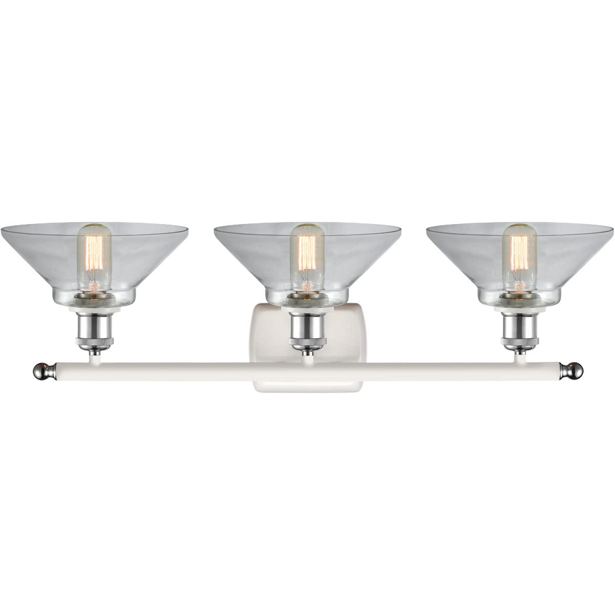 Orwell 3-Light Bathroom Vanity Light in White & Polished Chrome - Ballston Collection - Modern LED Bathroom Lighting for Mirror, Sink & Makeup Area