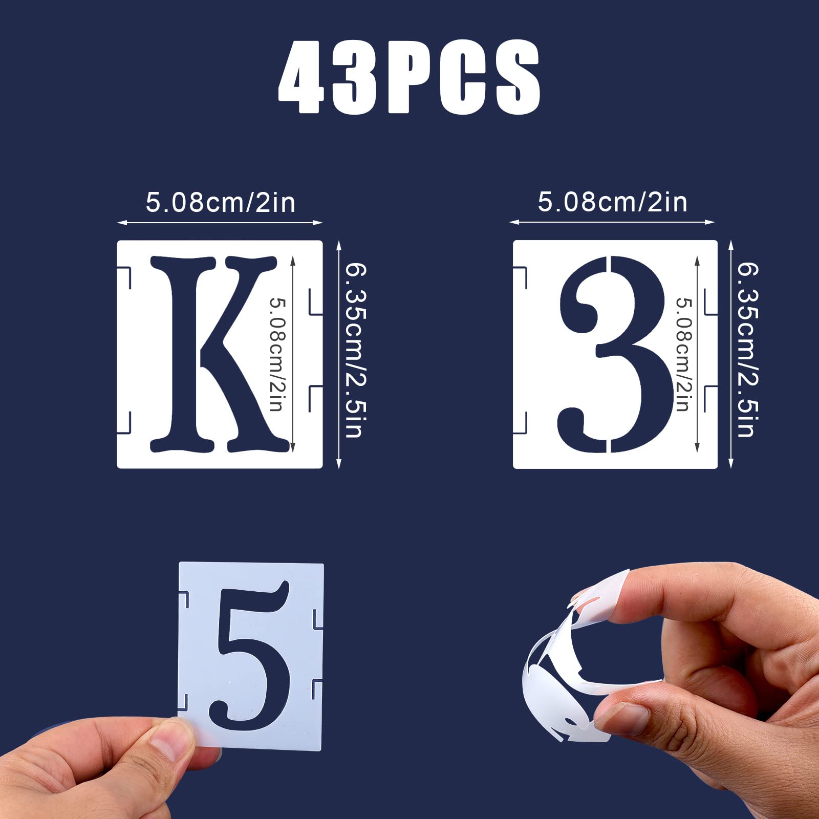 AIEX 43-Piece 2-Inch Reusable Plastic Letter and Number Stencils - Uppercase Alphabet, Punctuation Marks & Symbols for Scrapbooking, Painting, DIY Crafts, Home Decor & Woodworking Projects
