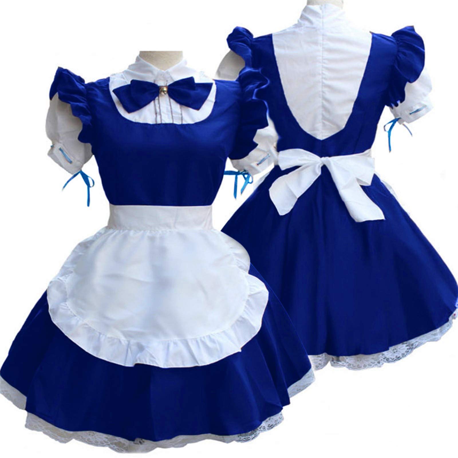 Sexy Lingerie Dress - Women's Maid Cosplay Costume with Headwear, Apron & Fake Collar Bowknot (Blue, Size M) - Perfect for Halloween, Role Play, Cosplay Parties & Boudoir Photography