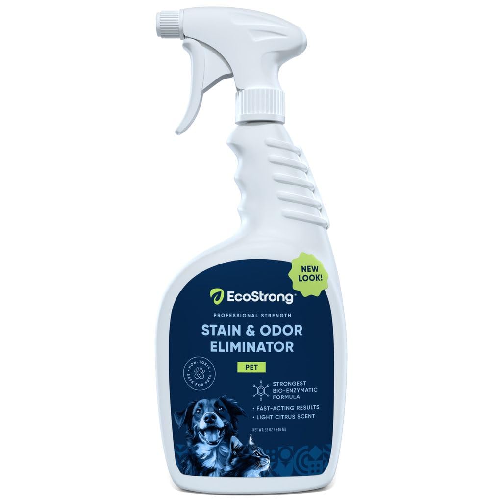 Eco Strong Pet Stain and Odor Remover - Enzyme Cleaner for Cat & Dog Urine, Eliminates Stubborn Pet Odors - 32 oz | Perfect for Carpets, Furniture & Pet Accidents