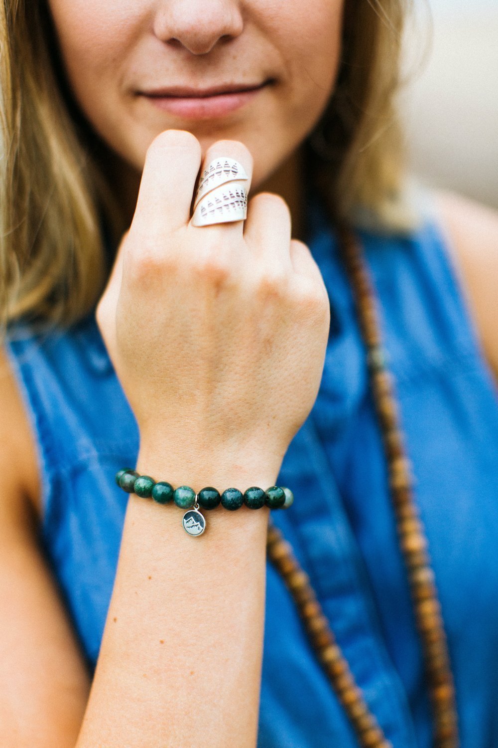 Earthly Elevation Wrist Mala Beads - Natural Stone Meditation Bracelet for Yoga, Mindfulness & Spiritual Healing | Handmade Buddhist Prayer Beads for Stress Relief & Positive Energy