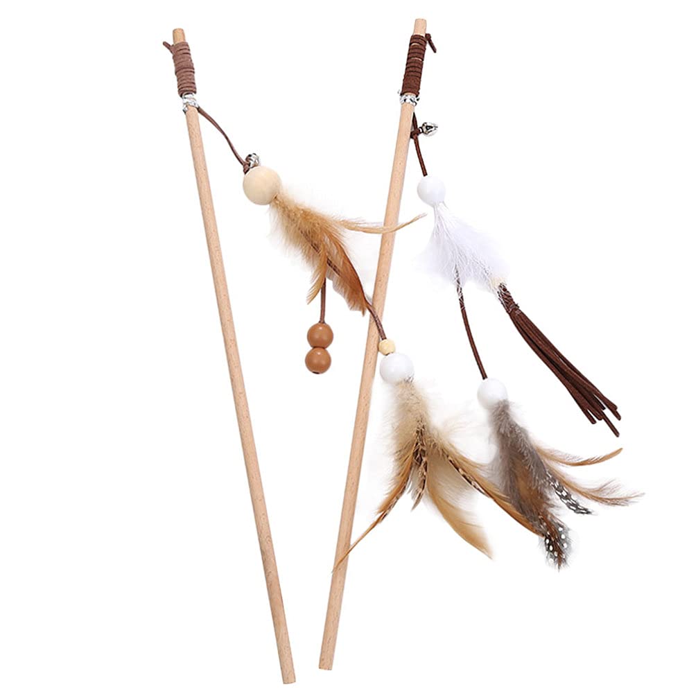 Balacoo 2-Pack Interactive Cat Teaser Wand Toy with Tassel & Wooden Rod - Fun Teasing Stick for Kittens & Adult Cats - Perfect for Playtime, Exercise & Birthday Gifts for Cat Lovers