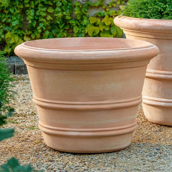 Classic Double Rolled Rim 24 Inch Terra Cotta Planter - Campania International - Perfect for Indoor Plants, Outdoor Gardens & Patio Decor