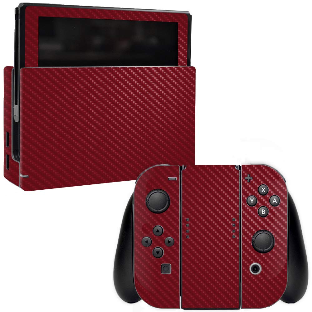 Premium Carbon Fiber Skin for Nintendo Switch - Solid Burgundy | Protective & Durable Textured Cover | Easy to Apply & Remove | Made in USA | Perfect for Gaming, Travel & Style Protection