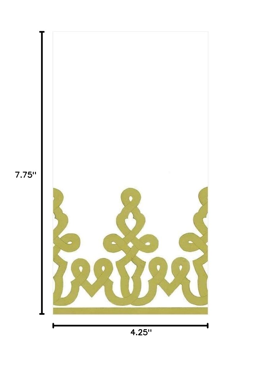 Premium Caspari Dessin Passementerie Linen Guest Towels - Set of 12 Eco-Friendly Moss Green Paper Napkins for Elegant Dinner Parties & Upscale Events