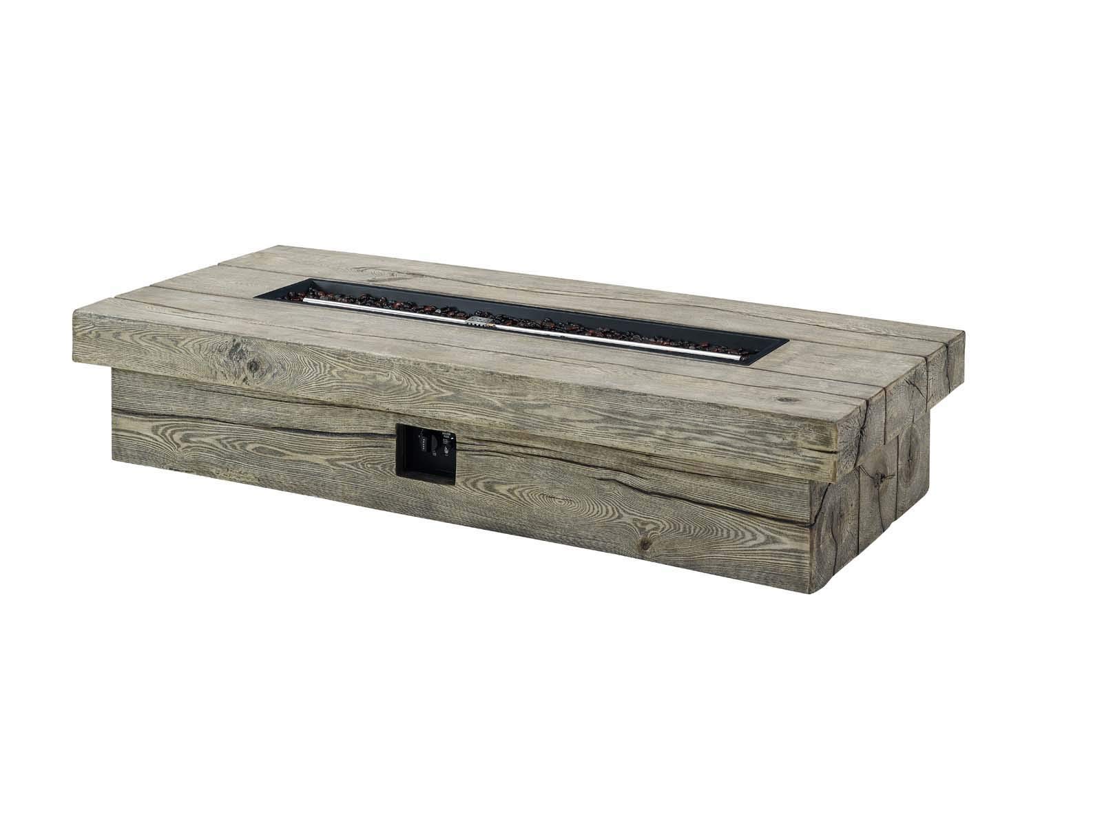 Modway Manteo Rustic Coastal Outdoor Sofa Set with Fire Pit - Light Gray Beige Patio Furniture for Backyard, Poolside & Beachfront Relaxation