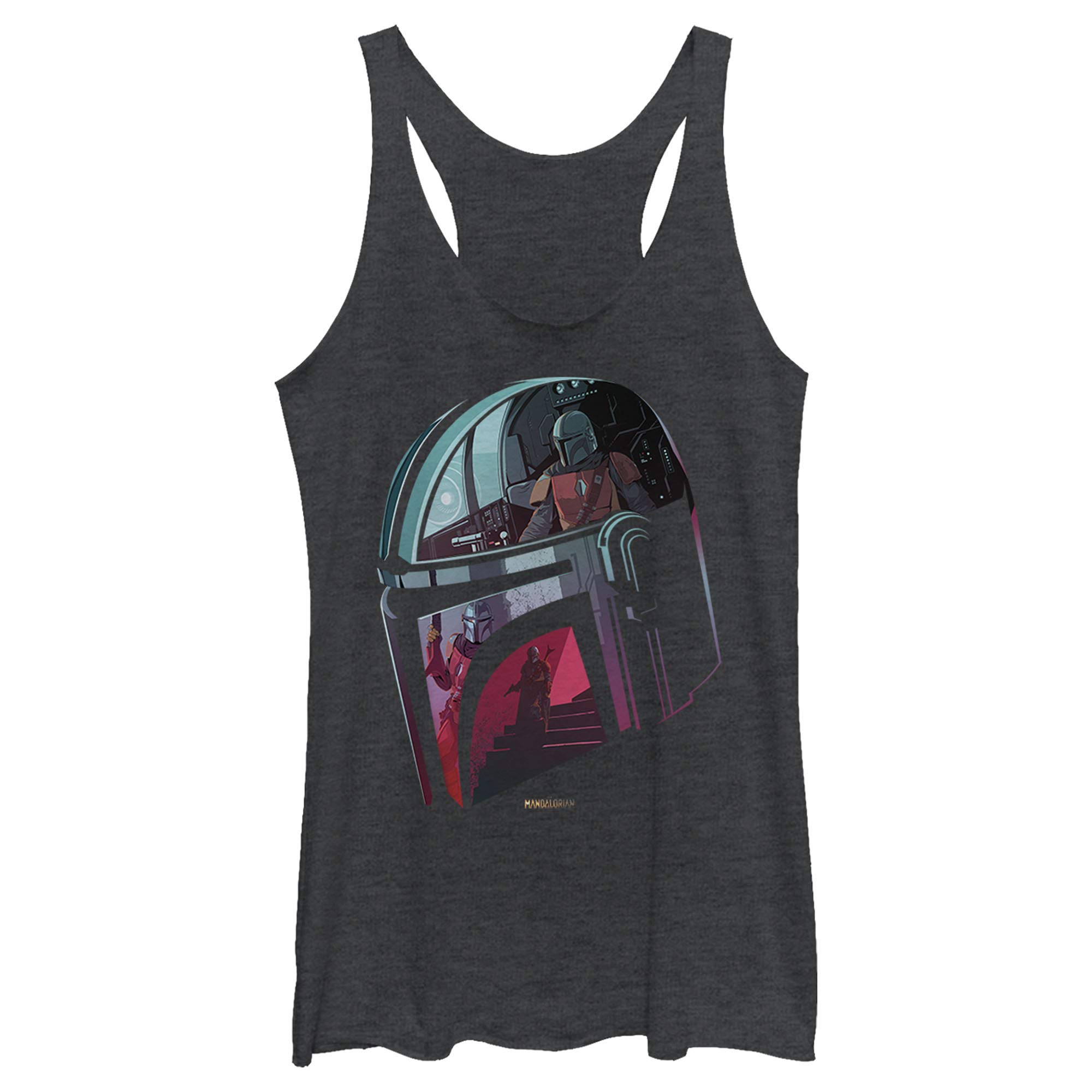 The Mandalorian Helmet Tri-Blend Racerback Tank Top for Women - Soft Layering Tee for Cosplay, Star Wars Fans & Casual Wear