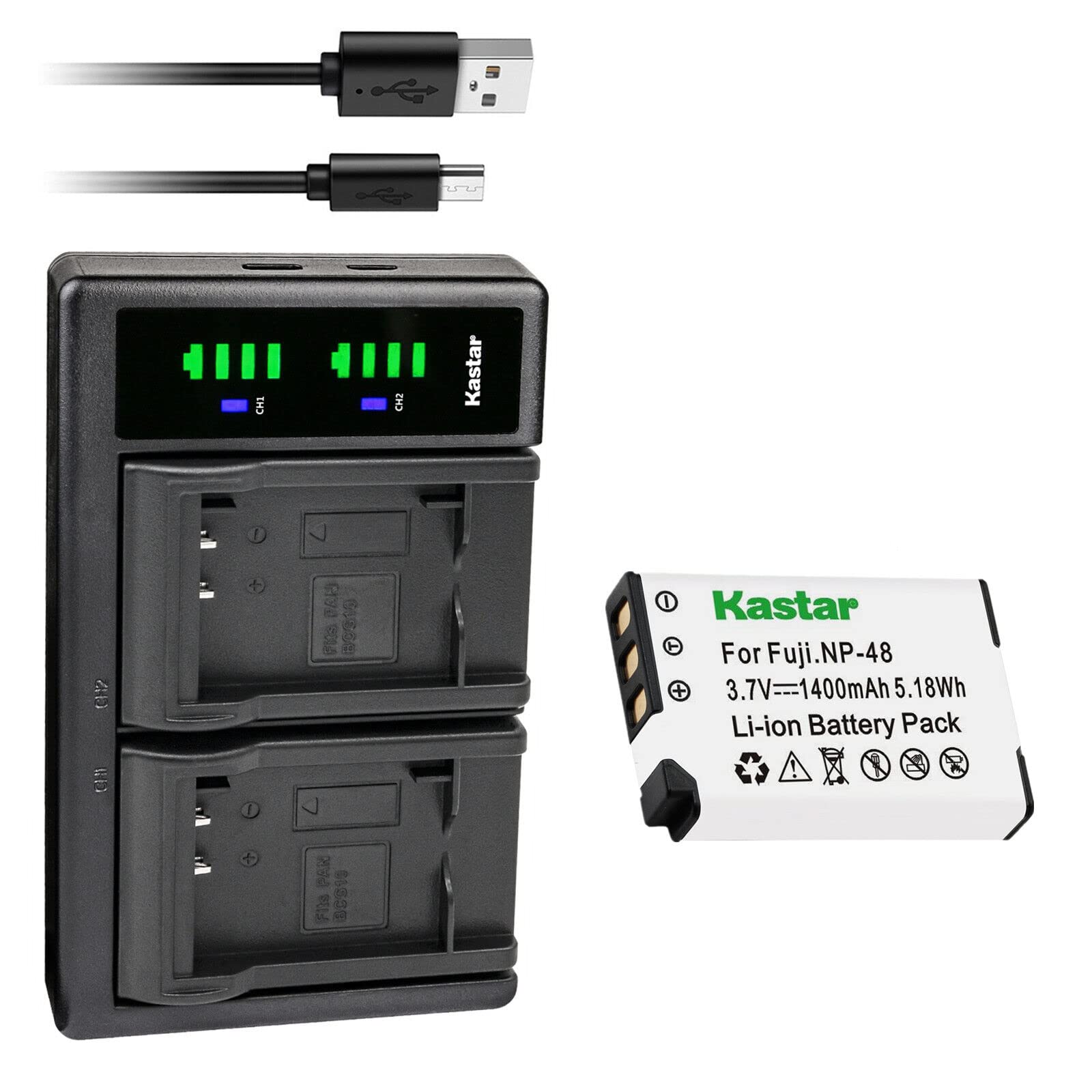 Kastar 1-Pack NP-48 Replacement Battery & LTD2 USB Charger Compatible with Fujifilm XQ1/XQ2 Digital Cameras - Perfect for Travel Photography and On-the-Go Charging