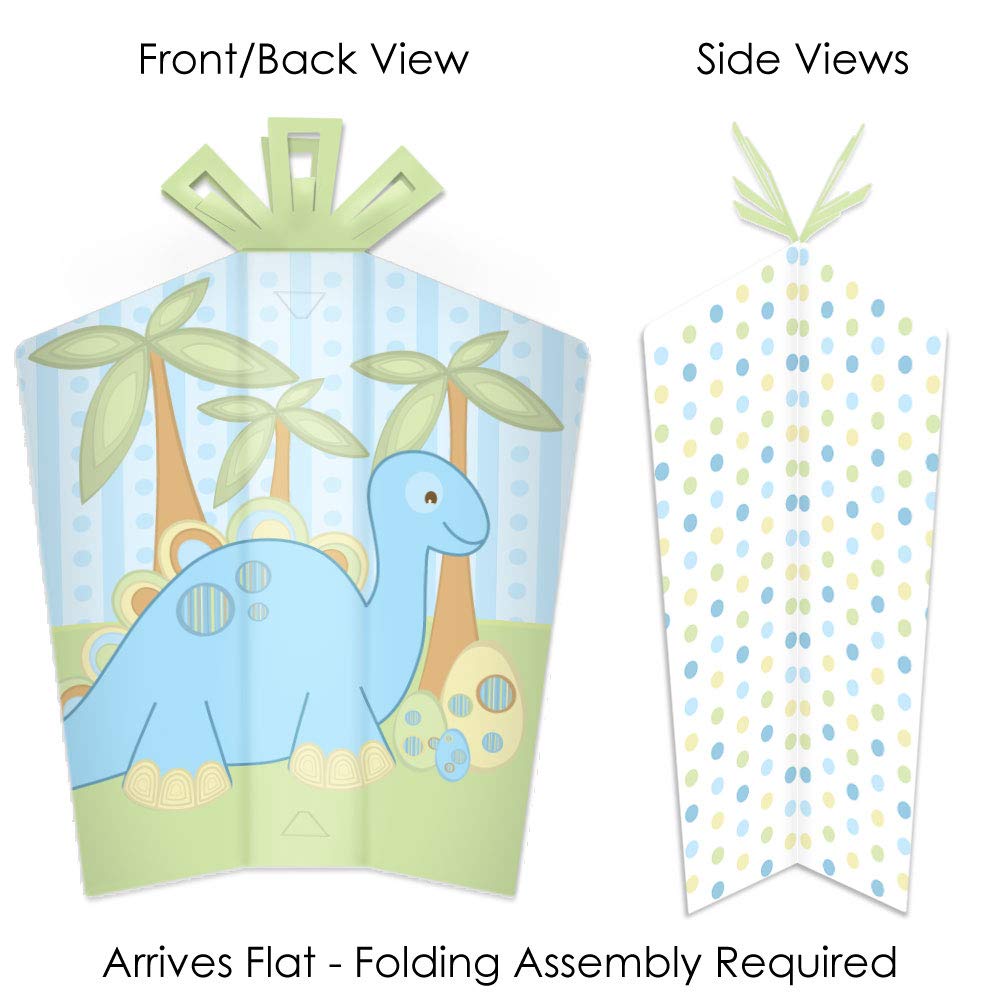 Big Dot of Happiness Baby Boy Dinosaur Table Decorations - 10 Count Fold and Flare Centerpieces for Baby Shower, Birthday Party & Nursery Decor - Dinosaur Theme Party Supplies for Kids Room