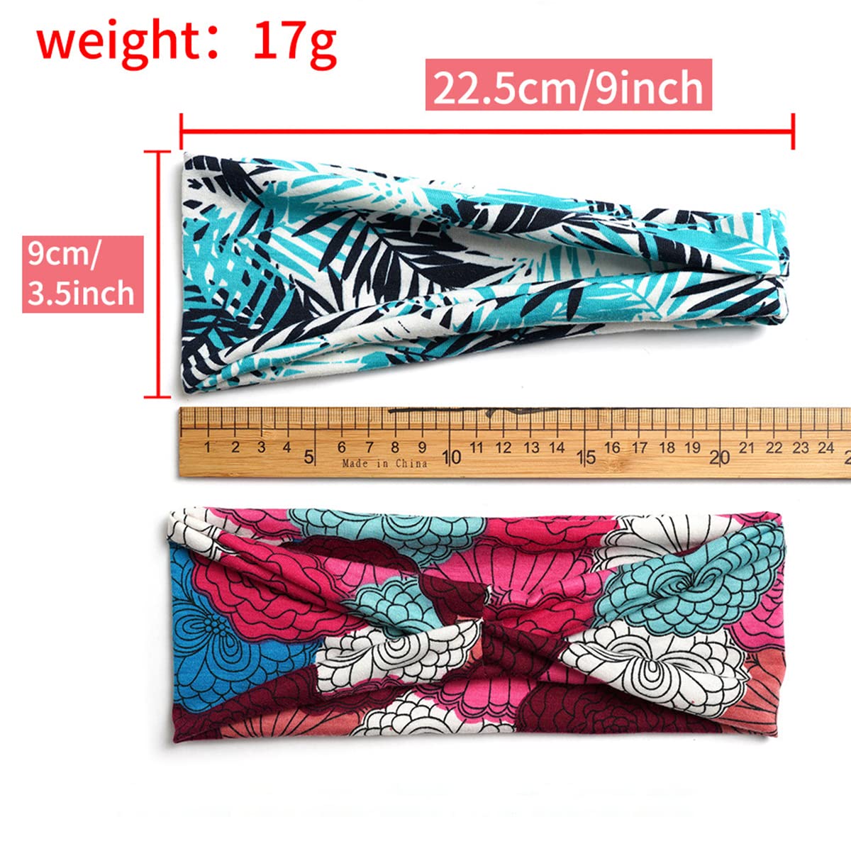 4 Pack Stretchy Soft Boho Headbands for Women - Floral Yoga Sports Hair Accessories - Fashionable Head Wraps for Ladies - Perfect for Workouts, Yoga, Running & Everyday Wear