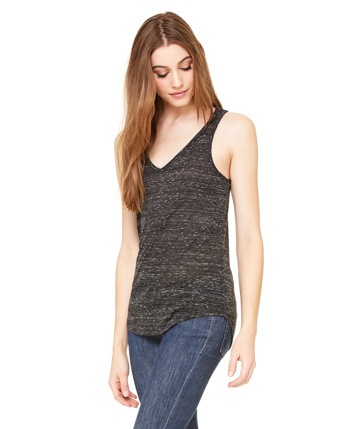 Bella + Canvas B8805 Women's Flowy V-Neck Tank Top - Soft & Comfortable Casual Wear for Summer, Yoga, and Layering