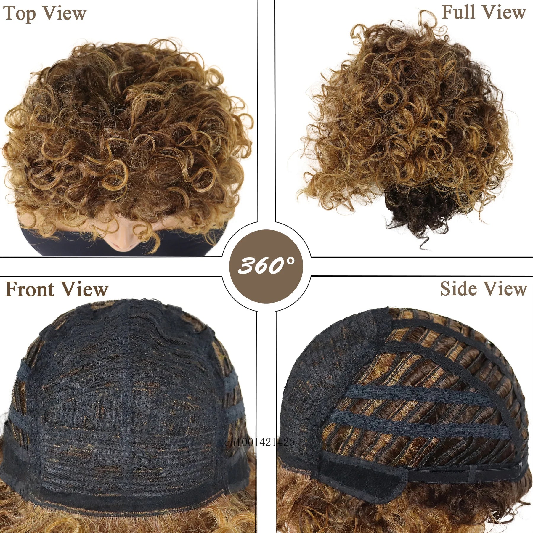 Afro Curly Wigs for Women - Synthetic Ombre Brown Wig with Bangs | Heat Resistant Fiber | Natural-Looking Haircuts | Perfect for Cosplay, Costume Parties & Everyday Wear