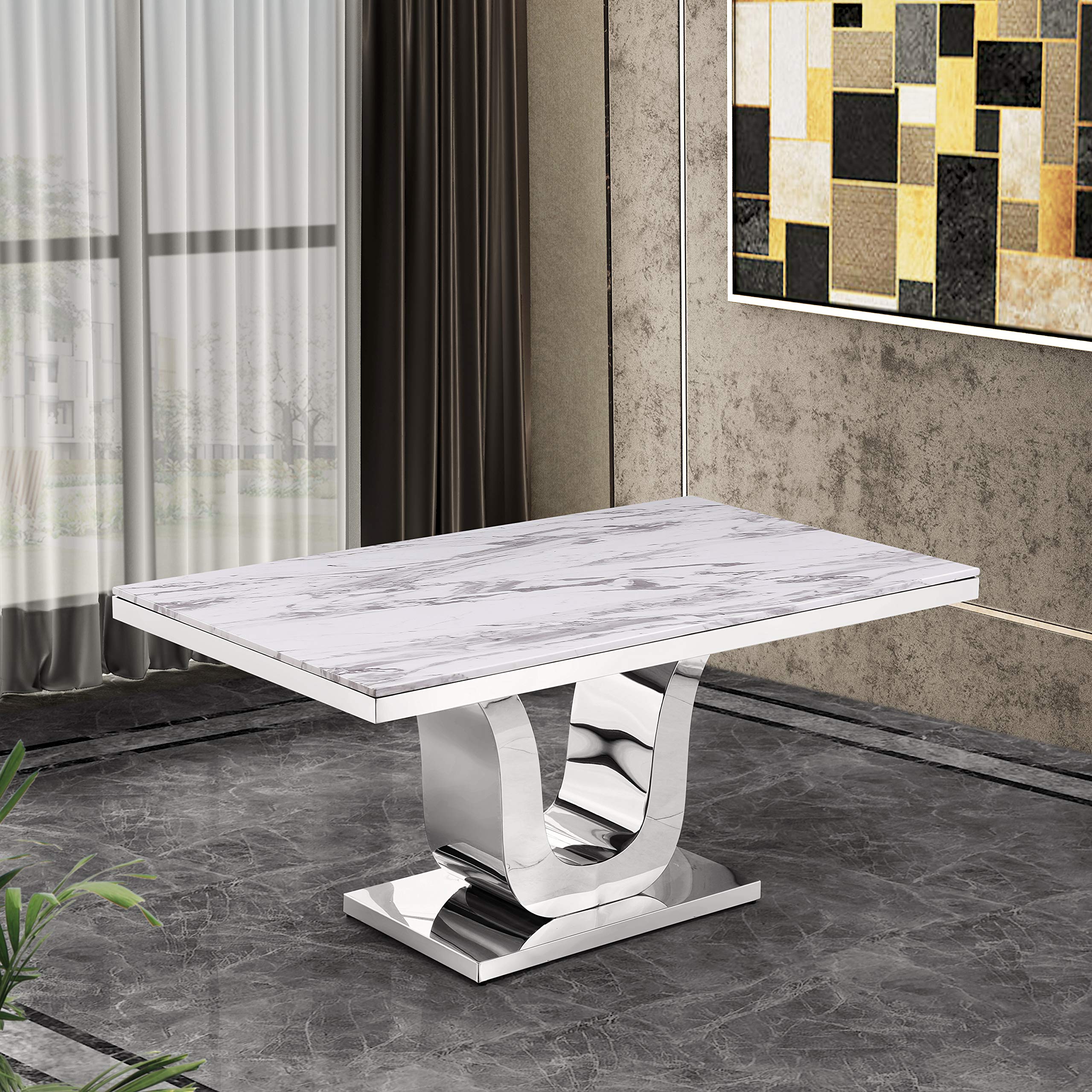 Modern 5-Piece White Dining Table Set with 4 Chairs - Perfect for Small Spaces, Kitchens & Apartments | D14-4SC183 Furniture Collection