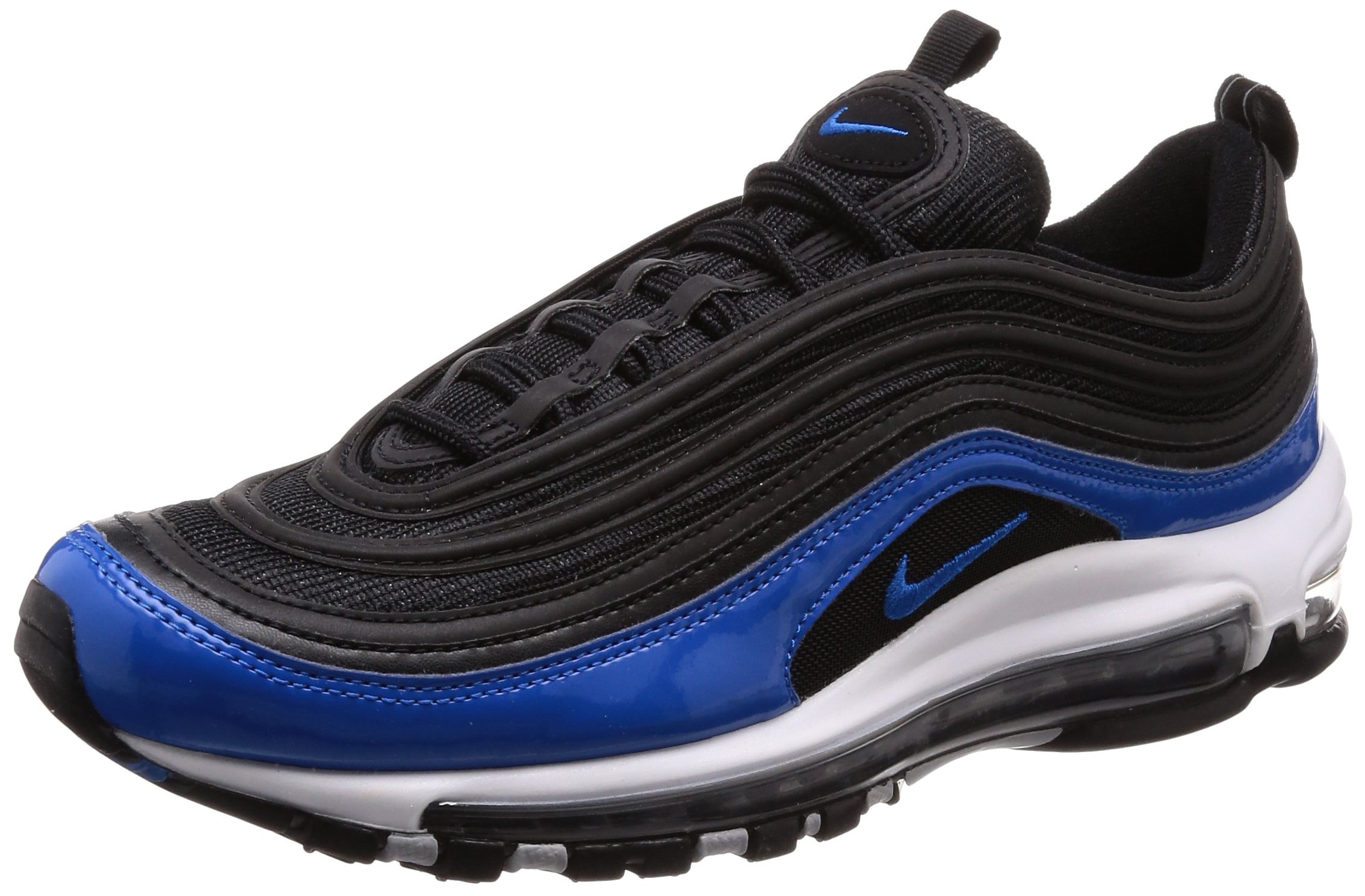 Nike Men's Air Max 97 Running Shoes - Black/Blue Nebula/Wolf Grey - Size 9.5 US - Comfortable Cushioned Sneakers for Jogging, Gym Workouts & Casual Wear