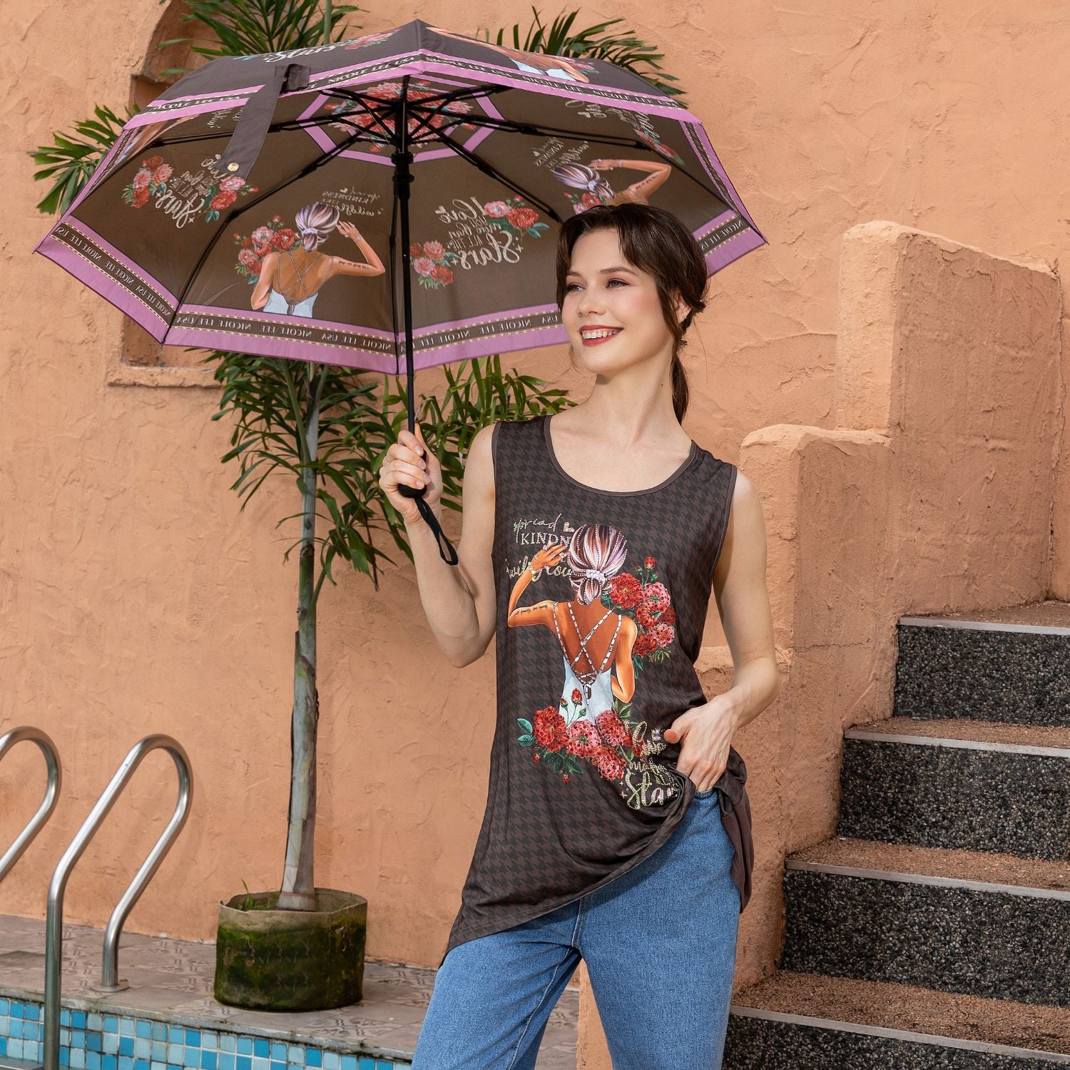 Compact Travel Umbrella - Windproof & Waterproof Folding Umbrella for Men & Women - Perfect for Commuting, Hiking & Outdoor Adventures