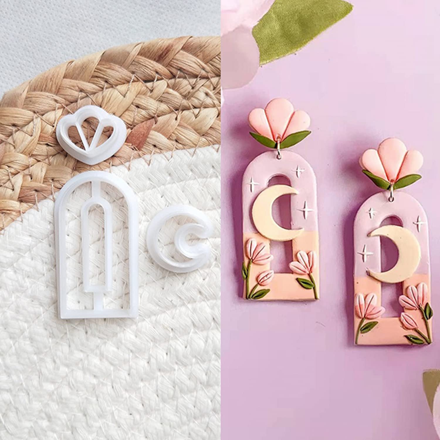 4-Piece Polymer Clay Cutters Set for Earring Making, DIY Jewelry, Cookie Cutter Molds - Perfect for Handmade Crafts, Art Projects & Gift Making (4pcs-49)