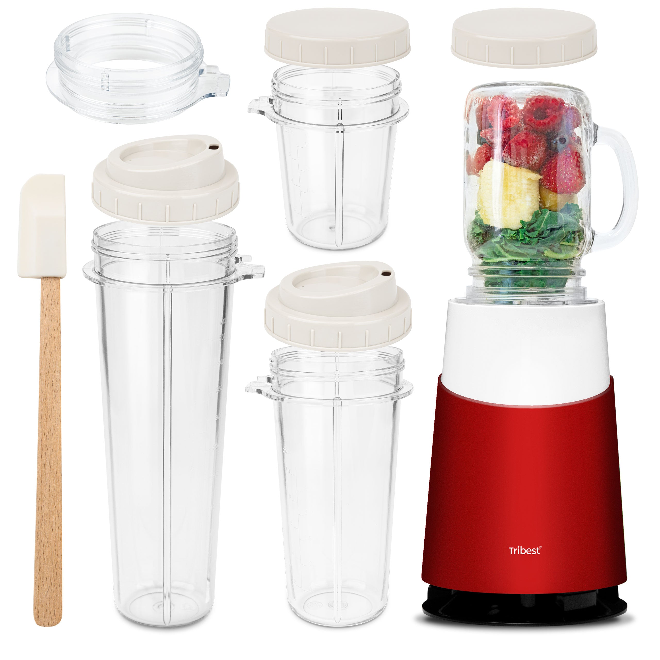 Refurbished Personal Blender II with Mason Jar - 12 Piece Basic Set for Smoothies, Protein Shakes & Meal Prep | Compact Blender for Home, Office & Travel