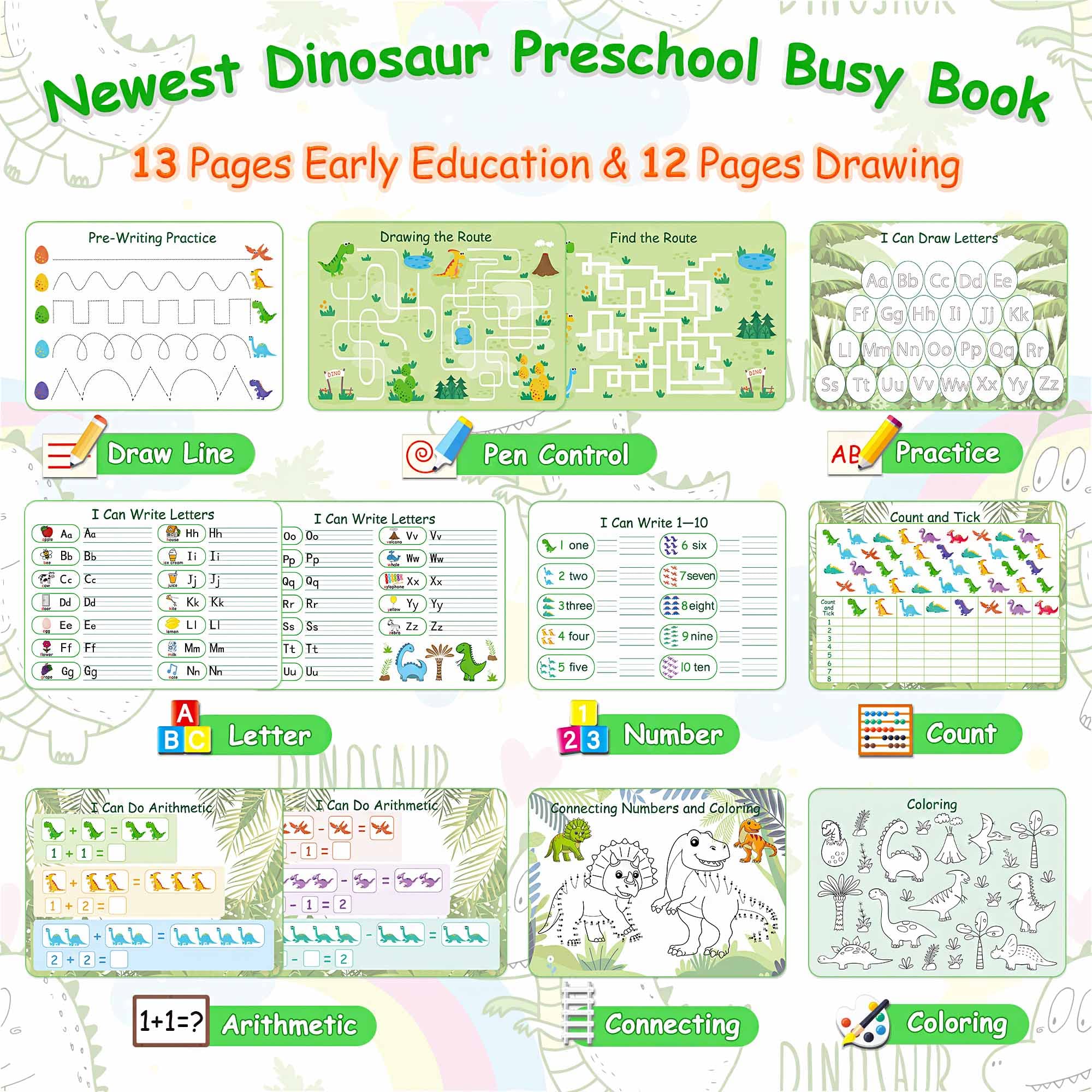 Reusable Sticker Books for Toddlers Ages 2-4 | Dinosaur Jelly Quiet Activity Book | Preschool Learning & Travel Toys with Waterproof Stickers | Perfect for Airplane, Car Rides & Quiet Playtime