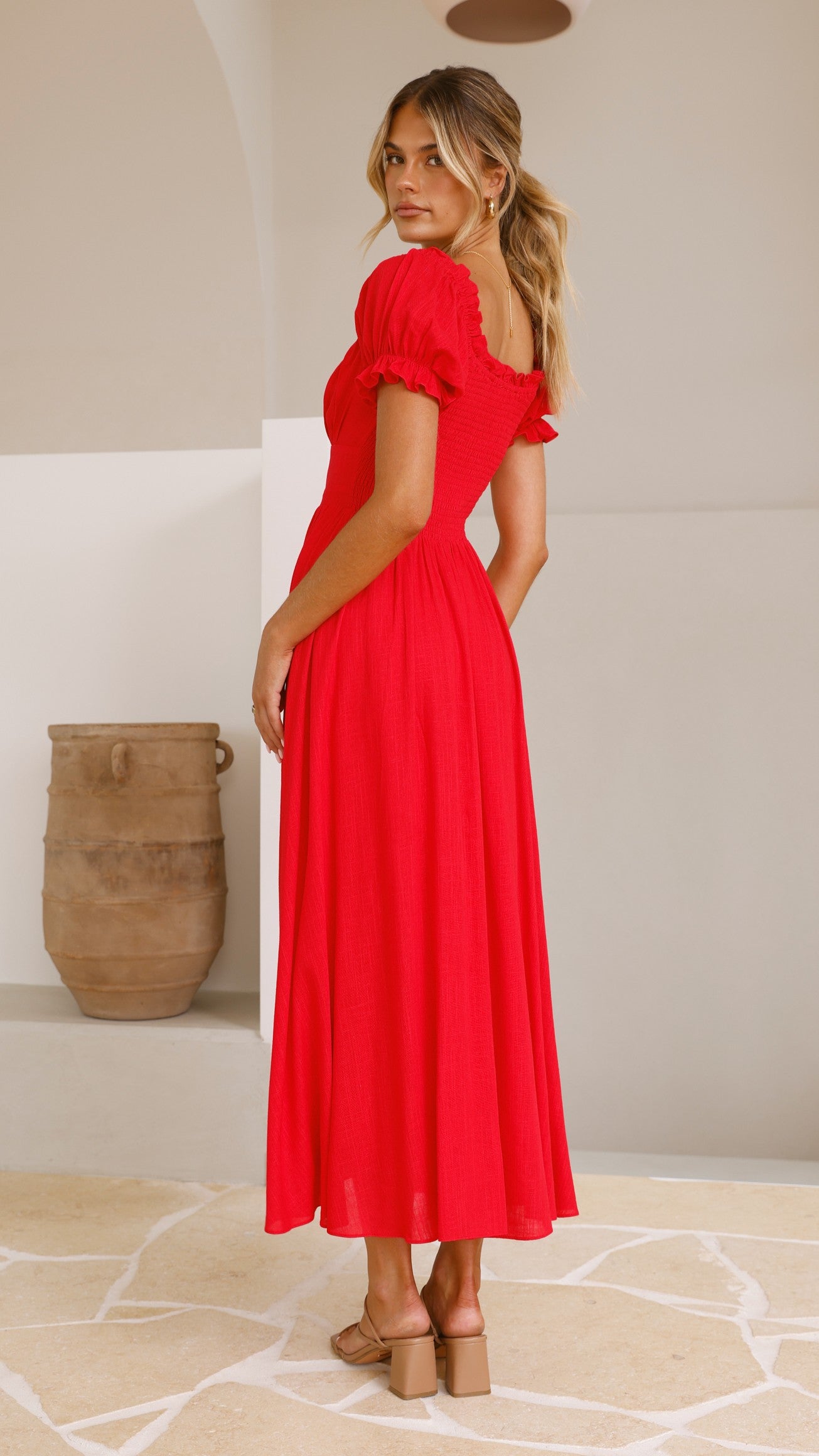 Stylish Red Hulu Maxi Dress for Women - Flowy Summer Beach Dress, Perfect for Vacations, Parties & Casual Outings