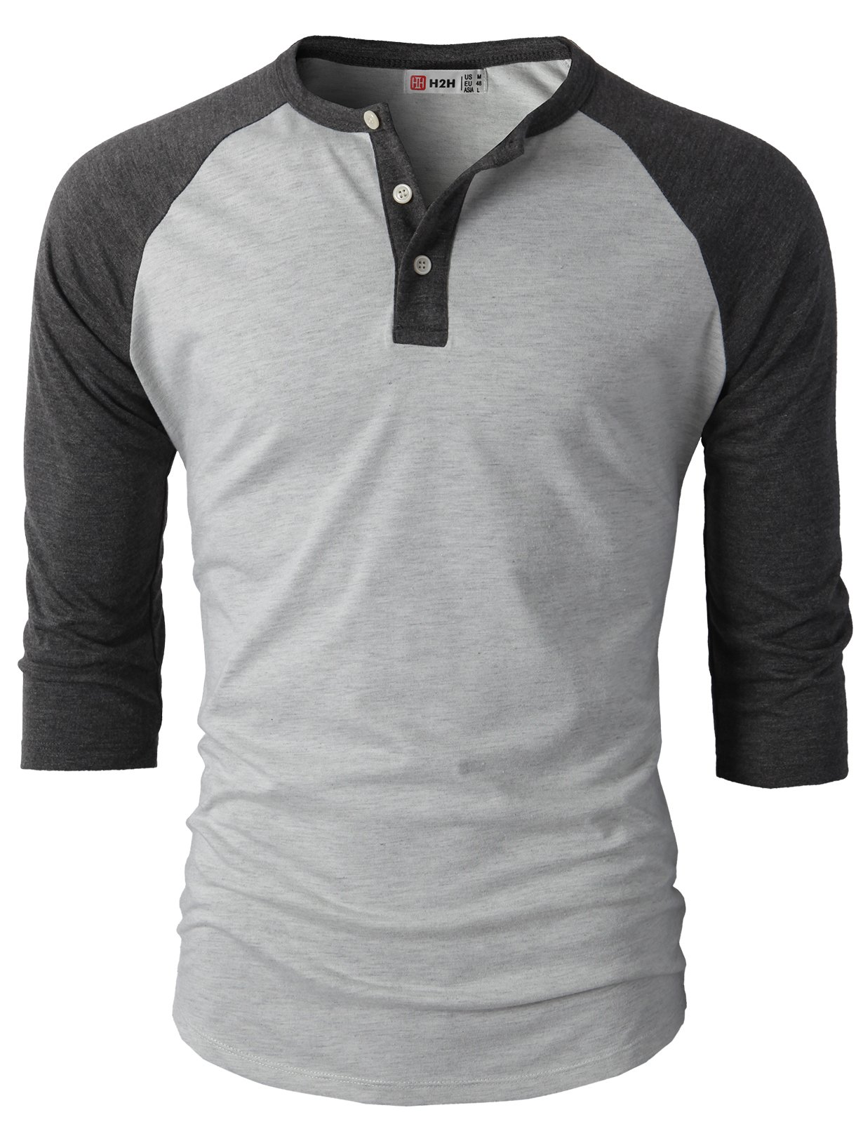 Men's Casual Slim Fit Henley T-Shirt - Raglan Long & 3/4 Sleeve Baseball Jersey Shirt for Everyday Wear, Gym & Outdoor Activities
