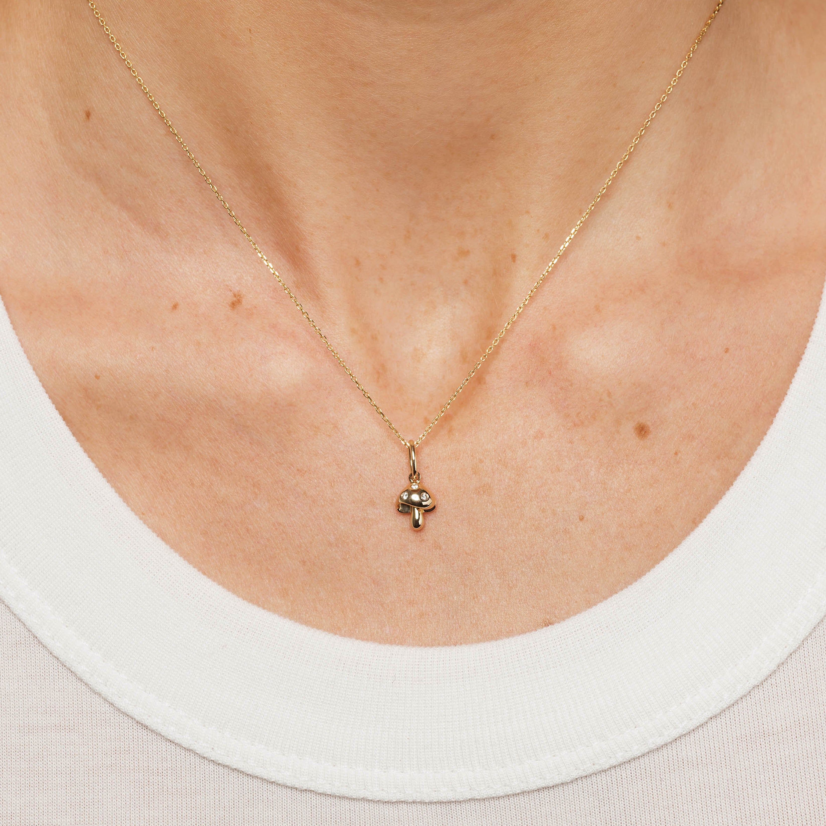 10k Gold Spotted Mushroom Pendant Necklace - Elegant Nature-Inspired Jewelry for Women, Perfect for Daily Wear, Gifts & Special Occasions